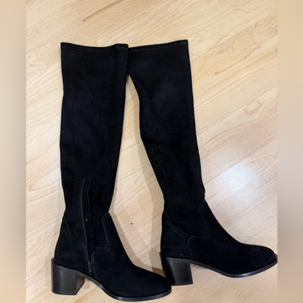 Anthropologie Black Over-the-Knee Suede Boots